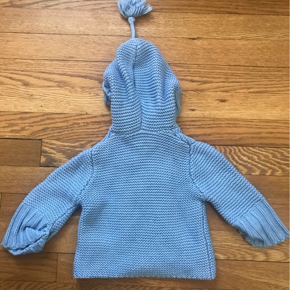 Jacadi Baby Blue Hooded Cotton Unisex Sweater - Size 6 Months - Picture 6 of 10